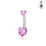 Qfdian  Fashion Internal Thread Belly Button Rings Heart Stainless Steel Belly Piercing Crystal Silver Body Jewelry Party Decoration