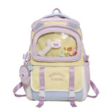 Qfdian High-capacity Casual Contrast Color Backpacks Y2k Aesthetic Transparent Schoolbags Streetwear Students Patchwork Backpack Women