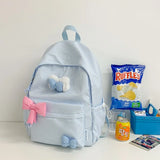 Qfdian Streetwear Travel Backpacks for Women Students Fashion All Match Trendy Schoolbags Sweet Y2k Aesthetic Plaid Kawaii Bow Backpack