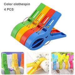 Qfdian 4pcs /set ABS Beach Towel Clips, Large Plastic Windproof Clothes Hanging Peg Quilt Clamp Holder for Beach Chair