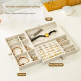 Qfdian  3/5Layer Flannel Jewelry Box Earring Necklace Ring Boxes Jewelry Dustproof Tabletop Organizers Multifunctional Storage Box Gifts