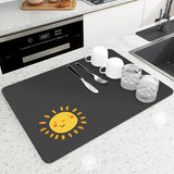 Qfdian  Diatomaceous Earth Absorbent Kitchen Mat Quick Dry Dish Pad Non Slip Countertop Protector Washable Reusable Easy Clean Home Use