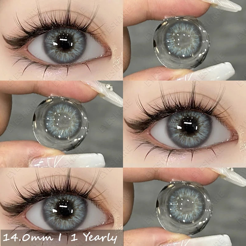 Qfdian 1pair Natural Color Contact Lenses for Eyes Brown Contacts Gray Lenses Fashion Lenses Blue Eyes Contacts Lenses