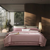 Qfdian 4Pcs Luxury 1000TC Egyptian Cotton White Hotel Style Bedding Set Hollow Wide Edge Duvet Cover Bed Sheet Fitted Sheet Pillowcases