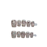 Qfdian 10Pcs New Shiny Handmade Press On Nails Short Ballet False Nails Full Cover Cat Eye Glitter Design Manicure Wearable Nail Tips