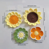 Qfdian  Flower Crochet Coaster Handmade Knitted Placemat for Tea Mug Pad Table Kitchen Decor for Birthday Wedding Tea Time
