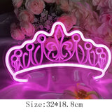 Qfdian  Led Neon Sign Crown Decorations Holiday Party Wedding Decoration Room Night Light Home Wall Bar Baby Girls Friends Birthday Gift