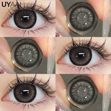 Qfdian 0~600 Myopia Black Lenses Gray Lenses Korean Style Big Eyes Lens Colored Contact Lenses with Degree Prescription Contacts