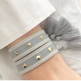 Qfdian Hand Woven Bracelets Adjustable Studded Stars Bracelet Fashion Jewelry Gifts