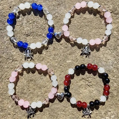 spider matching bracelets women men couples magnetic friendship pink blue long distance love heart beads bangles jewelry gifts