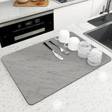 Qfdian  Diatomaceous Earth Absorbent Kitchen Mat Quick Dry Dish Pad Non Slip Countertop Protector Washable Reusable Easy Clean Home Use