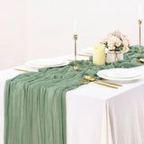 Qfdian 3pcs White Cheesecloth Table Runner Boho Gauze Cheese Cloth for Wedding Bridal Baby Shower Birthday Party Cake Table Decorations