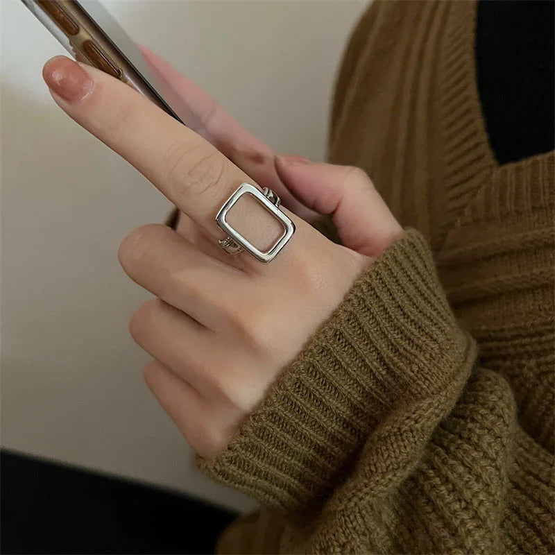 Fashion Silver Color Finger Rings Set for Women Hot Sale Creative Simple Irregular Geometric Party Jewelry Gift