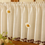 Qfdian  Japanese Style Sheer Curtains for Kitchen Balcony Door Cabinet Half Curtain Tulle Drapes Custom