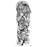 Qfdian Full Arm Tattoo Waterproof Temporary StickerCool Skull Fish Dragon Lion Clock Men Women Art Fake Sticker Glitter Style