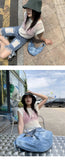 Qfdian All Match Drawstring Pleated Shoulder Shoulder Underarm Bag Streetwear Vintage Office Lady Ins Handbags Hobo Bags Y2k Aesthetic