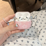 Qfdian  cute light pink white star angel wings for AirPods fourth generation earphone case airPodspro1/2 generation Apple 3rd