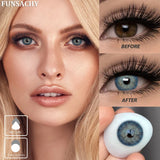 Qfdian  1 Pair Colored Contact Lenses for Eyes Blue Pupil Beautiful Eye Contacts Natural Soft Brown Gray Lenses Yearly Cosmetic