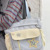Qfdian  Contrast Color Patchwork Star Transparent Shoulder Bags Women Preppy All Match Casual Underarm Bag Korean Y2k Crossbody Handbags