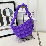Qfdian Y2k Aesthetic Pleated Office Lady Crossbody Bags All Match Ins Bubble Quilted Cloud Bag Fashion Women Casual Shoulder Handbags