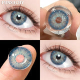 Qfdian  1 Pair Colored Contact Lenses for Eyes Natural Brown Gray Eye Contacts Yearly Cosmetics Pupils Blue Lens Green Contacts