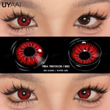 Qfdian 1 Pair Cosplay White Colored Contact Lenses Black Lenses Halloween Beauty Makeup Lens Vampire Red Lenses Anime Colorcon