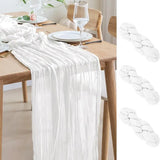 Qfdian 3pcs White Cheesecloth Table Runner Boho Gauze Cheese Cloth for Wedding Bridal Baby Shower Birthday Party Cake Table Decorations