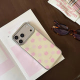 Qfdian  Korean ins sweet niche yellow background pink flowers are suitable for Apple 17ProMax mobile phone case iphone15 new