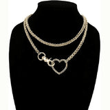Qfdian  Rainbow Metal Cuban Long Layered Necklace for Women Adjustable Y-Shape Choker Chain Colorful Heart O-Ring Chunky Chain Jewelry