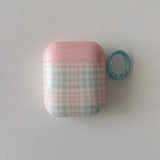 Qfdian Case for AirPods 4 Suitable Girls Silicone Earphone Coque Fashion Pink Plaid Pattern Hard House Pendant for AirPods 1 2 3 Pro 2