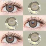 Qfdian  1pair Colorcon Contact Lenses Green Color Lens Natural Brown Eye Contacts Gray Pupils Beautiful Cosmetic Yearly Lenses