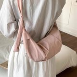 Qfdian  All Match Nylon Simple Solid Hobo Bags Vintage Casual Y2k Aesthetic Women Shoulder Bag Grunge Women Trendy Handbags Crossbody