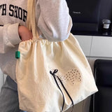 Qfdian  Korean Sweet Kawaii Bow Women's Handbags Drawstring Pleated Y2k Aesthetic Shoulder Bags Fashion Simple Casual Chic Underarm Bag