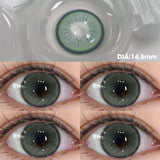 Qfdian  1 Pair/2pcs Prescription Contact Lenses Myopia Lenses with Diopters Green Pupils Color Contact Lenses for Eyes Blue Lens
