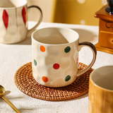 Qfdian  Retro INS Ceramic Mug Glazed Underglaze Color Breakfast Premium Coffee Cup Water Drinking Cup for Daily Use