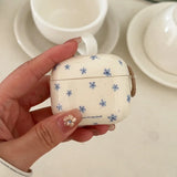 Qfdian Spring Fresh Blue Flower INS Soft Case for Apple AirPods 4 Protection Cover for AirPods Pro 2 3nd Generation Earphone Cases