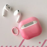 Qfdian New Gradient Pink Gloss Smooth Soft Silicone Case With Keychain For Apple AirPods Pro 2 3 4 1 Wireless Bluetooth Earphone Cover
