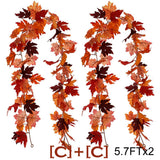 Qfdian  2/3pcs Artificial Maple Leaf Fall Garland Autumn Leaves Hanging Vines Thanksgiving Halloween Wedding Home Decorations 5.7Ft Each