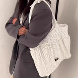 Qfdian Japanese Korean Ins Casual All Match Handbags Simple Dots Bow Office Lady Shoulder Bags Women Y2k Aesthetic Fashion Underarm Bag