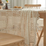 Qfdian  1pc Lace Openwork Tablecloth Retro European Style Lace Crochet Embroidery Coffee Tea Table Cloth Wedding Party Garden Home Decor