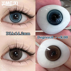 YIMEIXI New Colored Lenses 2 Pcs Blue Color Contacts for Eyes with Myopia 0~-8.00 Fashion Brown Beautiful Pupils Korean Lenses