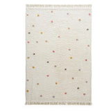 Qfdian Pink Dots Fluffy Carpet For Living Room With Tassels, Plush Bedroom Rug,Soft Kids Rug,White Hairy Nursery Play Mats For Children