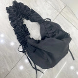 Streetwear Solid Ins Casual Women's Handbags Y2k Aesthetic All Match Pleated Shoulder Bags Korean Fairy Chic Simple Underarm Bag
