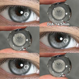 Qfdian  2PCS New Gray Prescription Contact Lenses Fashion Pupils Cosmetics Eye Color Lenses Myopia Colored Contact Lenses Brown
