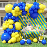 Qfdian  Royal Blue Yellow Balloon Arch Garland Kit Kid Birthday Party Ballon Decor Baby Shower Wedding Anniversary Graduation Decoration
