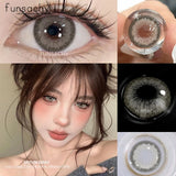 Qfdian  1 Pair Big Eyes Colored Contact Lenses Natural Brown Eyes Lens Gray Pupils Eyes Makeup Korean Style Contact Yearly Use