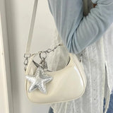 Qfdian Luxury Design Top-Handle Bag Women Office Lady Elegant Casual Shoulder Handbags Fairy Y2k Aesthetic Fashion Chic Crossbody Bags