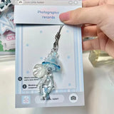 Qfdian Blue jellyfish Shell Beaded Charm Phone Pendant Crystal Wristband Keychain Bracelet Lanyard Cord