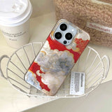 Qfdian Neo-Chinese stlye gllacier fundas for iphone 15pro 16promax 14 13 15 pro max 16 13pro 14promax good luck cloud phone case