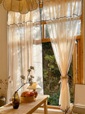 Qfdian  1pc Japanese linen rod wrapped black edge living room study dust curtain